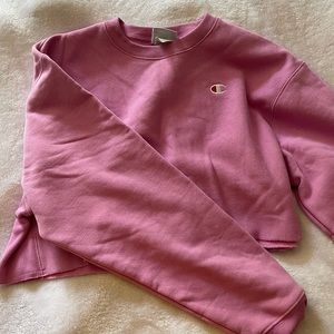 cropped pink champion sweatshirt